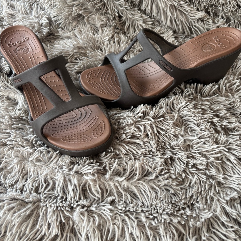 CROCS Women's Dark Brown Wedge Sandals